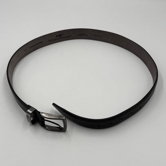Remo Tulliani Italian Calfskin Leather Belt Mens Size 34 Black Dress Casual - Picture 8 of 9